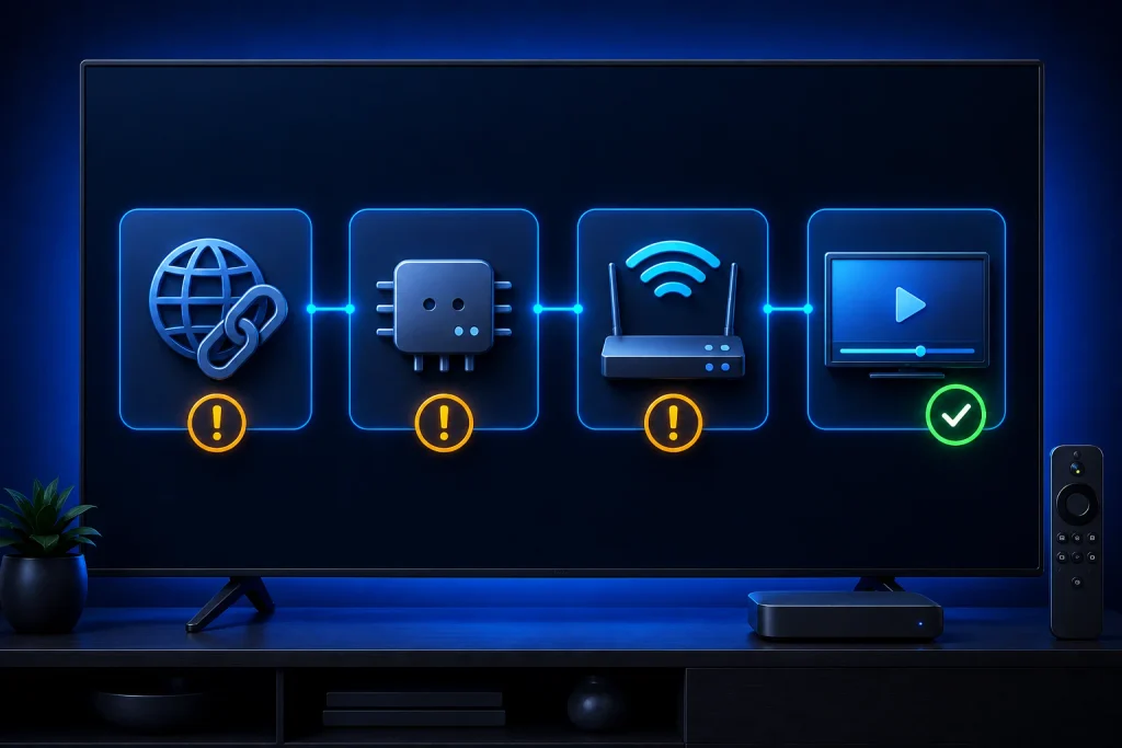 Checking portal, device identity and network connection errors on Android TV